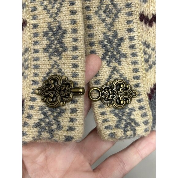 Vintage Susan Bristol 100% Wool Cardigan Sweater Size Medium Nordic Fair Isle - Picture 7 of 8